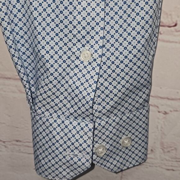 Society Of Threads No Iron Slim Fit Blue Patterned Shirt Mens Size M - Picture 6 of 13